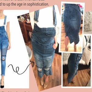 Customized Rock n Roll pencil skirt overalls